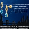 thumbnail image 2 of Gem Stone King 10K Yellow Gold Swiss Blue Topaz and Lab Grown Diamond Stud Dangle Earrings for Women | 1.15 Cttw | Gemstone November Birthstone | Oval 6X4MM, 2 of 6