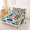 thumbnail image 2 of jejeloiu Tropical Floral King Sheets For Men Women,Ancient Mandala Bedding,Multicolor White,4 Pieces,1 Flat Sheet, 1 Fitted Sheet and 2 Pillowcases, 2 of 6