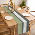 thumbnail image 3 of Sage Green Morocco Table Runner - 48 Inch Long, Kitchen Dining Table Runner Dresser Scarves, Modern Stitching Geometric Striped Grey Farmhouse Decor for Coffee Tables Wedding Party Banquet, 3 of 8