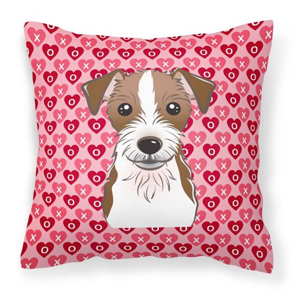 Carolines Treasures BB5272PW1414 Jack Russell Terrier Hearts Fabric Decorative Pillow