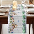 thumbnail image 3 of Spring Botanical Table Runner, Vintage Black Plaid Brown Wooden Grain Washable Cotton Linen Table Runners 48 Inches Long, Dresser Scarf Runner for Nightstand/Coffee/End Tables 13''x48'', 3 of 9