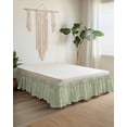 thumbnail image 2 of Turtle Green Wrap Around Bed Skirts for Queen Bed 16" Drop,Bed Skirt with Adjustable Elastic Belt Dust Ruffle Bed Valance for Bedroom Hotel Coastal Ocean Boho Flower Retro Mottled Bed Frame Cover, 2 of 7