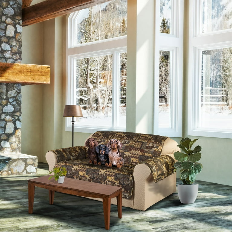 Innovative Textile Solutions 1 Piece Lodge Print Loveseat Furniture Cover Slipcover