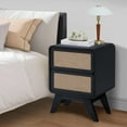 thumbnail image 5 of YOCWO Linen Nightstand Set of 2 with 2 Drawer for Bedroom, Mid Century Bedside Table with Curved Edges, Black, 15.75"W, 21.66"H, 5 of 8