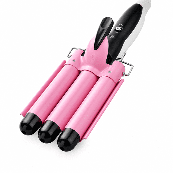 MONTERA 2026 New Create Beachy Waves with the 3 Barrel Curling Iron Wand - 1 Inch Ceramic Tourmaline Triple Barrels Dual Voltage Crimping Tool (25Mm)