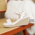 thumbnail image 6 of Dakaela Women's Espadrille Wedge Sandals Ankle Strap Platform Open Toe Dressy Summer Shoes 2.95 Inch Comfortable High Heeled Slip on Sandal White 7.5, 6 of 8