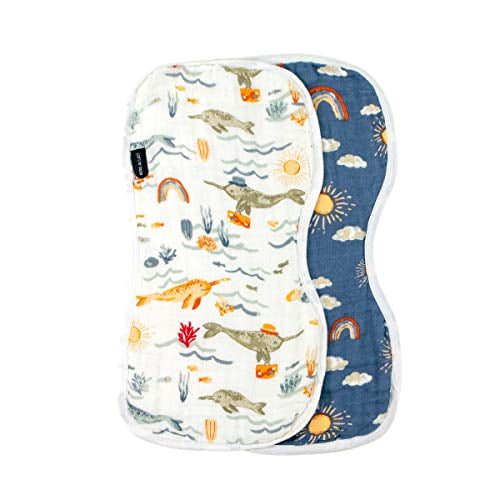Bebe au Lait Classic Muslin Baby Burp Cloth Set - Narwhal and Hello Sunshine
