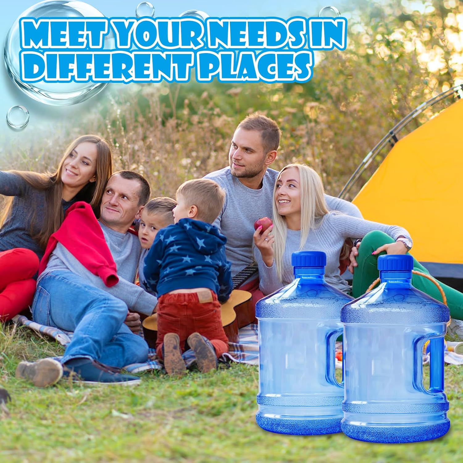 2 Pieces Round Plastic Water Jug,1 Gallon Water Bottle with Handle and Screw Cap,Large Reusable Leak Proof Bottle for Camping,Outdoor Travel,Gym