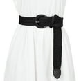 thumbnail image 4 of INSPIRE CHIC Women's Woven Waist Belts Dress Metal Buckle Wide Braided Belts Black 114cm, 4 of 4