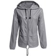 thumbnail image 4 of Women Lightweight Rain Jacket Packable Waterproof Hooded Zip Raincoat Clothes Dark Gray M, 4 of 5