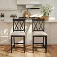 thumbnail image 6 of Dayalane Farmhouse Bar Stools Set of 2, 24" X Back Wood Upholstered Counter Height Barstools for Kitchen Island, Cafe&Bistro, Pub, Dining Room,, 6 of 7