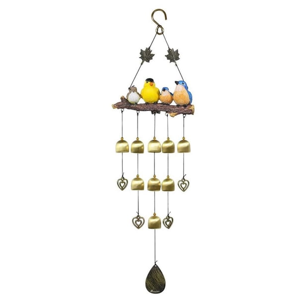 Decoración De Carillón De Viento Hermoso Diseño De Familia De Pájaros Decoración De Carillón De Viento Colgante Con Sonido De Colisión Agradable Carillón De Viento De Familia De Pájaros De Resina sonducket HA025153-01