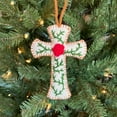 thumbnail image 2 of Cross with Rose Christmas Ornament, Embroidered Wool, Fair Trade Handmade in Peru, 2 of 4