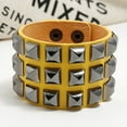 thumbnail image 4 of Punk Hommes Club Carré Rivet Clouté Large Manchette Simili Cuir Bracelet Bracelet, 4 of 8