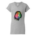 thumbnail image 2 of Lion Paint Art Splatter Abstract Art Animal Lover Womenâ€™s Standard V-Neck Tee, Heather Grey, Medium, 2 of 3