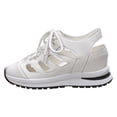thumbnail image 6 of Women's Wedge Sandals Hollow out Leather Platform Sneakers Closed Toe Lace up Thick Soft Sole Cushioned Athletic Tennis Walking Shoes White Size 8, 6 of 6