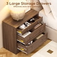 thumbnail image 6 of Brafabhome Set of 2 Nightstands with 3 Drawers, Wooden Bedside Table with Vintage Handles, 31.5" Oversized Extra Large Night Stand with Storage for Bedroom, Walnut, 6 of 9
