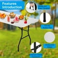 thumbnail image 4 of Portable Folding Table 6ft Heavy Duty Plastic Foldable Table with Carrying Handle Outdoor Indoor Plastic Dining Table for Camping and Party Picnic, White, 4 of 7