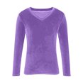 thumbnail image 3 of Ltctricy Women's Plus Size Velvet Tops Trendy V Neck Long Sleeve Solid Color Velour T Shirts Dressy Casual Blouses(Purple,X-Large), 3 of 4