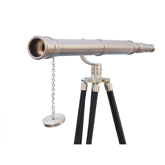 Floor Standing Brushed Nickel Galileo Telescope 65" - Marine Telescope - Nautical Home Decor