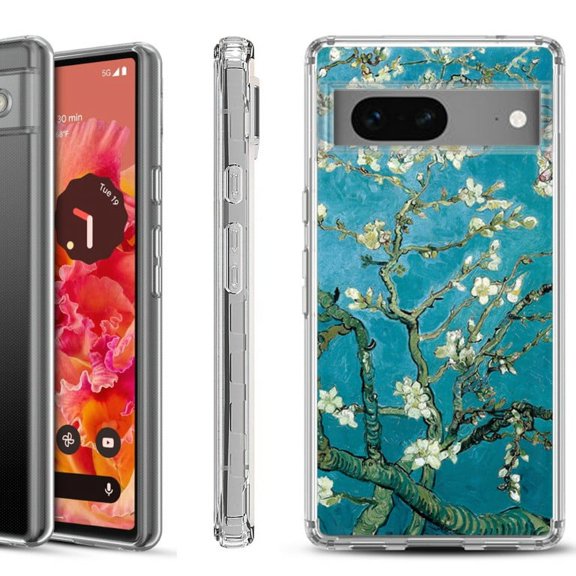 Shockproof Phone Case for Google Pixel 8a 5G, Hybrid Case Cover, by OneToughShield - Almond Blossom