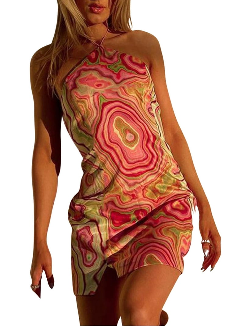 slim fit dress slacks Tie-Dye Halter Dress Large