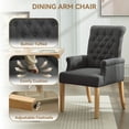 thumbnail image 6 of Fabric Dining Chair with Arms, Upholstered Tufted High Back Dining Room Chairs, Accent Armchair with Solid Wood Leg and Nailhead Trim, for Kitchen Dining Living Room, Dark Grey, 6 of 9