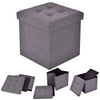 Costway Folding Storage Cube Ottoman Seat Stool Box Footrest Furniture Decor Dark Gray