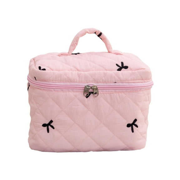 Bow Embroidered Dumpling Makeup Bag Versatile Cosmetic Organizer Portable Toilet Storage Pouch Fashionable Travel Accessory