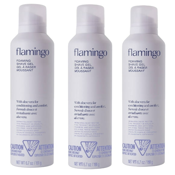 FLAMINGO Women's Foaming Shaving Gel with Aloe Vera, 6.7oz - 3 Pack