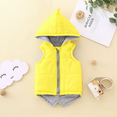 

ZHUASHUM Toddler Jacket Boys Vest Winter Dinosaur Outerwear Girls Hooded Baby Boys Kid Coats