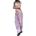 thumbnail image 2 of hirigin Ladies Loose Long Cargo Pants, Autumn Women Solid Color Low Waist Drawstring Tie Up Wide Leg Trousers with Pockets, 2 of 9