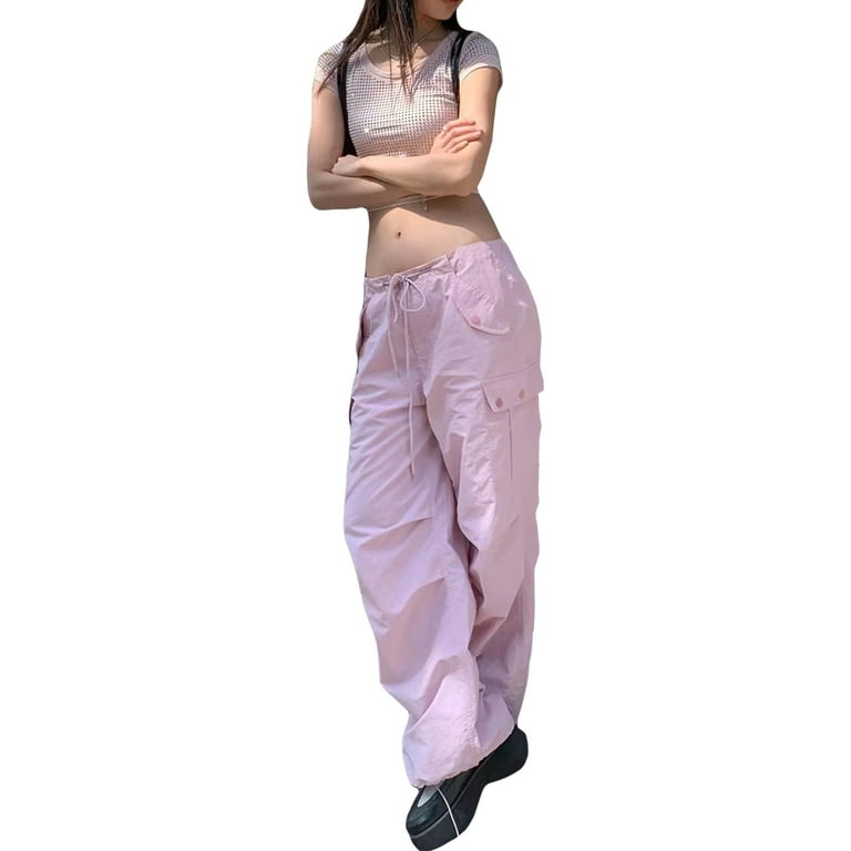 Wassery Women Juniors Low Rise Straight Wide Leg Pants Retro Pockets  Trousers Harajuku Street Wear Retro 2000s Aesthetic E-Girl Sweatpants for  Teen Girls 