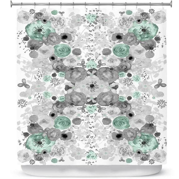 Shower Curtains 70" x 93" from DiaNoche Designs by Julie Ansbro - Romantic Blooms Mint