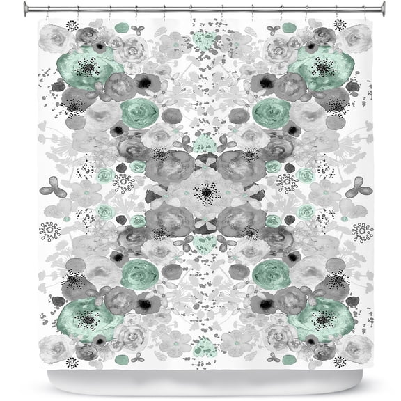 Shower Curtains 70" x 73" from DiaNoche Designs by Julie Ansbro - Romantic Blooms Mint
