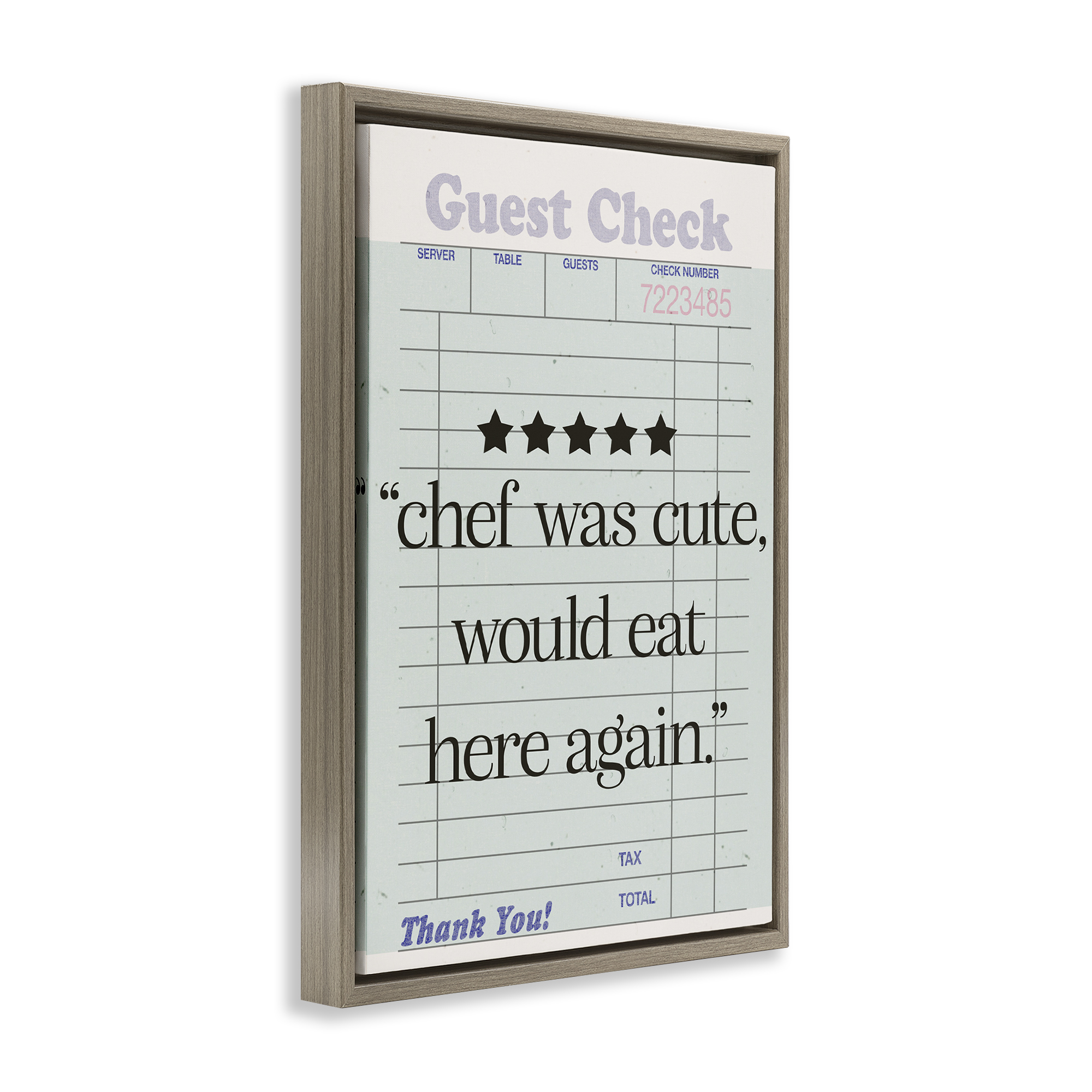 Stupell Industries Cute Chef Guest Check Typography Painting Brown Floater Framed Art Print Wall Art, 21 x 31