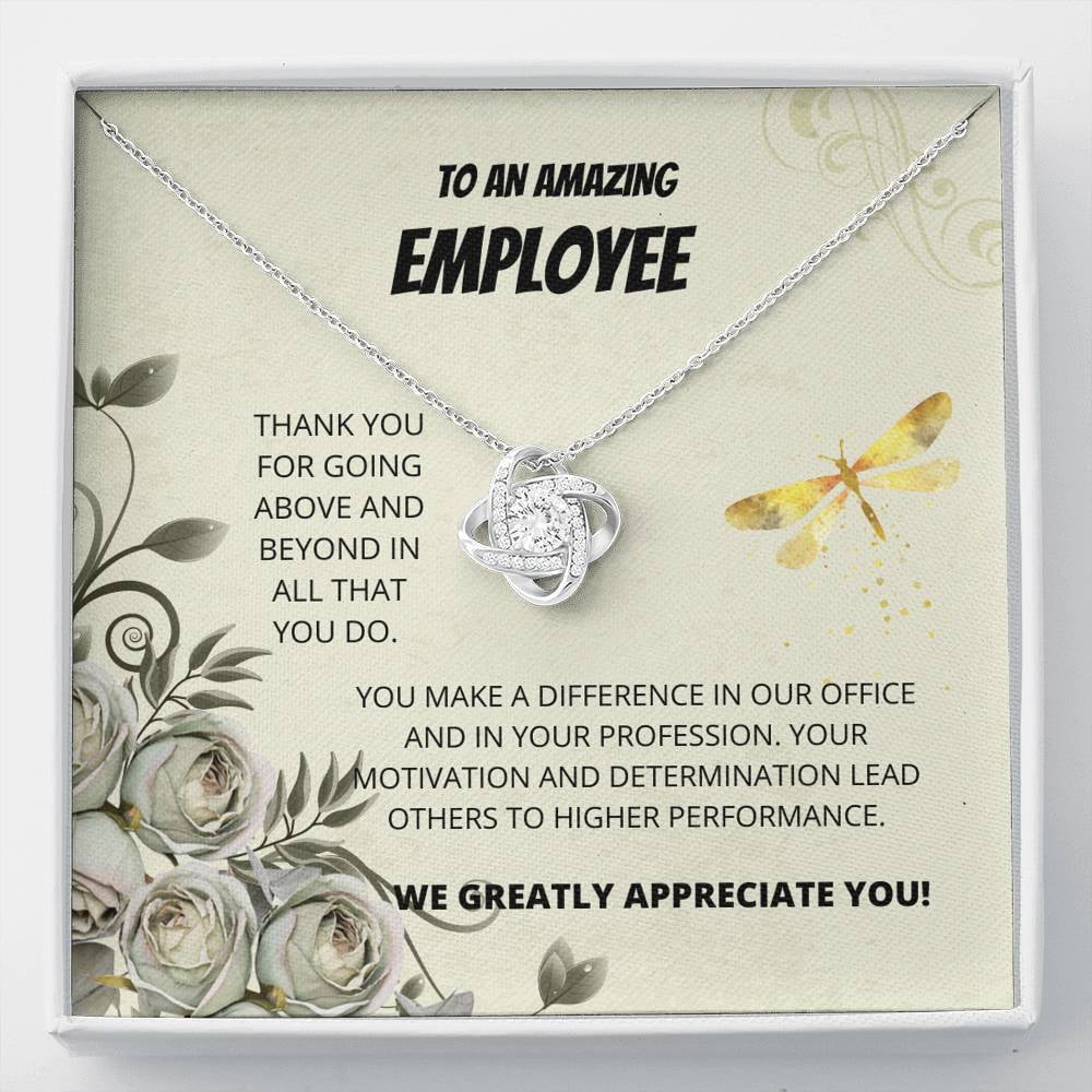 Birthday Gift Team Amazing Coworker Unique Women Gift for Colleague at Work Love Knot Necklace Coworker Gift Jewelry Message Card