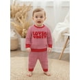 thumbnail image 4 of BemeyourBBs Toddler Baby Boy Valentine Day Outfit Lover Boy Striped Heart Letter Sweatshirt Tops and Pants Set, 4 of 9