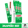 thumbnail image 1 of Chomps Palitos de Cecina de Res Alimentada con Pasto, Carne de Res Jalapeño, Alto Contenido de Proteínas, sin Gluten, sin Azúcar, Entero 30 Aprobado, 24 Uds 1.15 Oz, 1 of 9