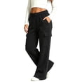thumbnail image 2 of Xdegoge Tween Girls Wide Leg Cargo Sweatpants High Waisted Baggy Lounge Pants with Pockets Elastic Waist Y2K Casual Streetwear Workout Trousers, 2 of 7