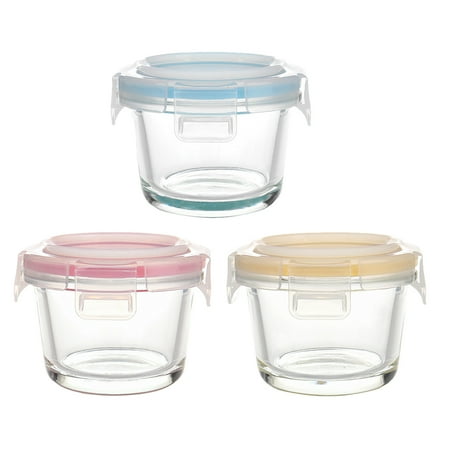 

3pcs Glass Storage Bowl Covered Glass Bowl Sealed Baby Food Bowls Snack Holder