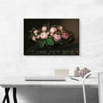 thumbnail image 2 of ARTCANVAS Pink Roses In a Greek Bowl 1844 Canvas Art Print by Johan Laurentz Jensen - Size: 26" x 18" (0.75" Deep), 2 of 9