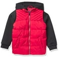 thumbnail image 2 of Perry Ellis Boys' 2fer Puffer Vest Hooded Neoprene Jacket, Red, 4, 2 of 2