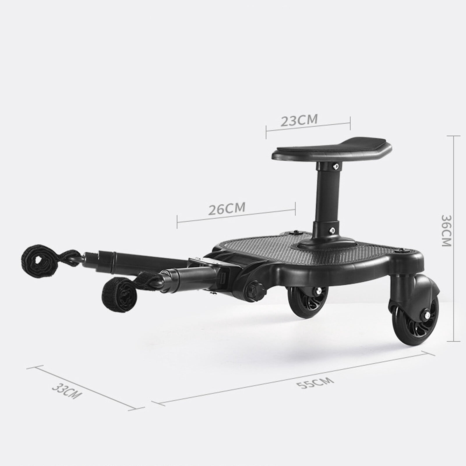 Universal 2 in1 Strolle Ride Board,Strolle Attachment Ride Board - with Detachable Sit and Stand, Holds Childre Up to 55lbs Strolle Seat Attachment (Black)