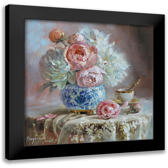 Rogozina, Svetlana 12x12 Black Modern Framed Museum Art Print Titled - Bouquet in Blue Vase
