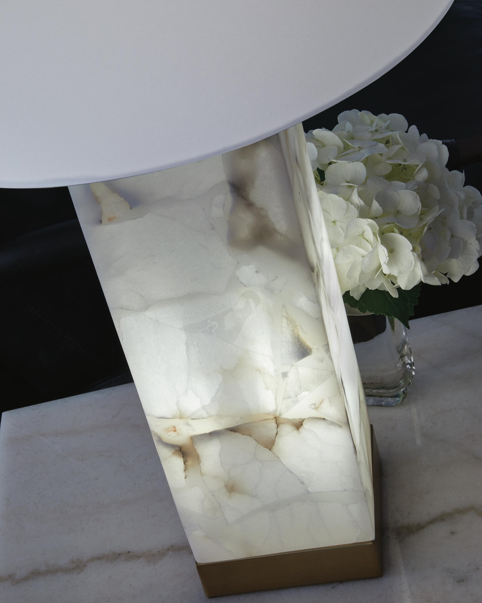 Signature Design by Ashley Linderfield Alabaster Table Lamp, Gold Finish, 29" Height, Drum Shade