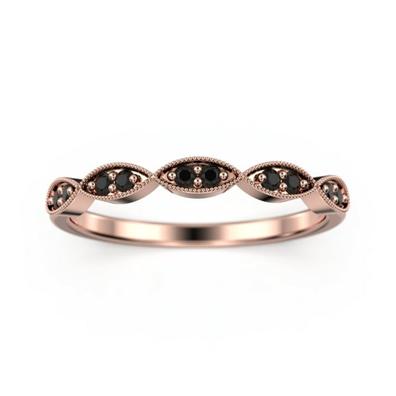 0.12 ct Wedding Band 18K Rose Gold Over Silver Diamond Ring