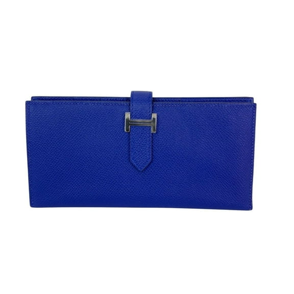 Pre-Owned Hermes Long Epson Bearn Gusset Electrique Bleu Wallet