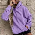 thumbnail image 2 of Womens Solid Hoodies Fall Fashion Casual Long Sleeve Hooded Sweatshirts Loose Comfy Trendy Pullover Tops with Pockets, 2 of 6