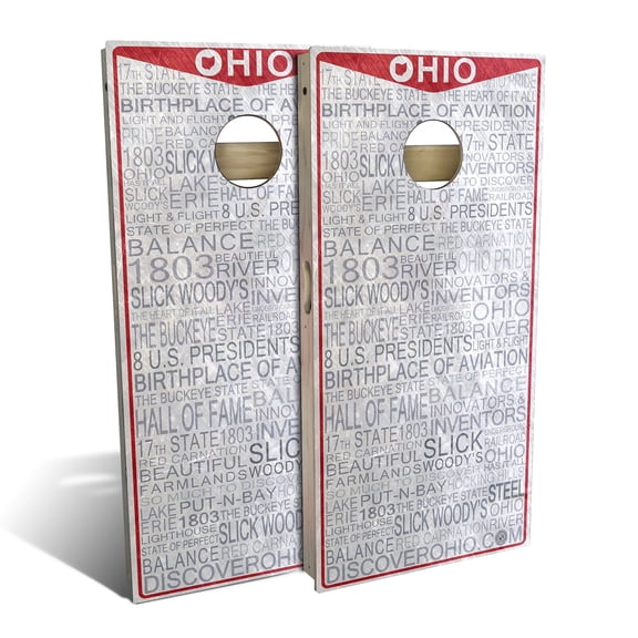 Skip's Garage | Ohio License Plate Cornhole Board Set | Includes Boards & Bags | Choose Your Size & Accessories